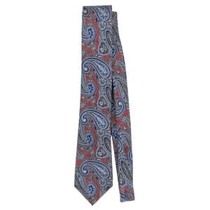 Tasso Elba Men’s Neck Tie 100% Silk Red with Multicolor Paisley Pattern Print